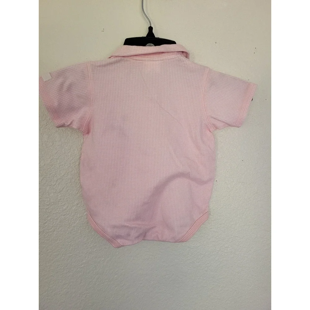 Vintage Carter's Pink Gingham Bunny Romper 3-6M Peter Pan Collar #10